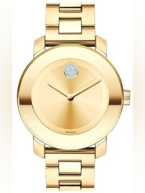 Movado Gold-Tone Women's Bracelet Watch with Crystal Dot